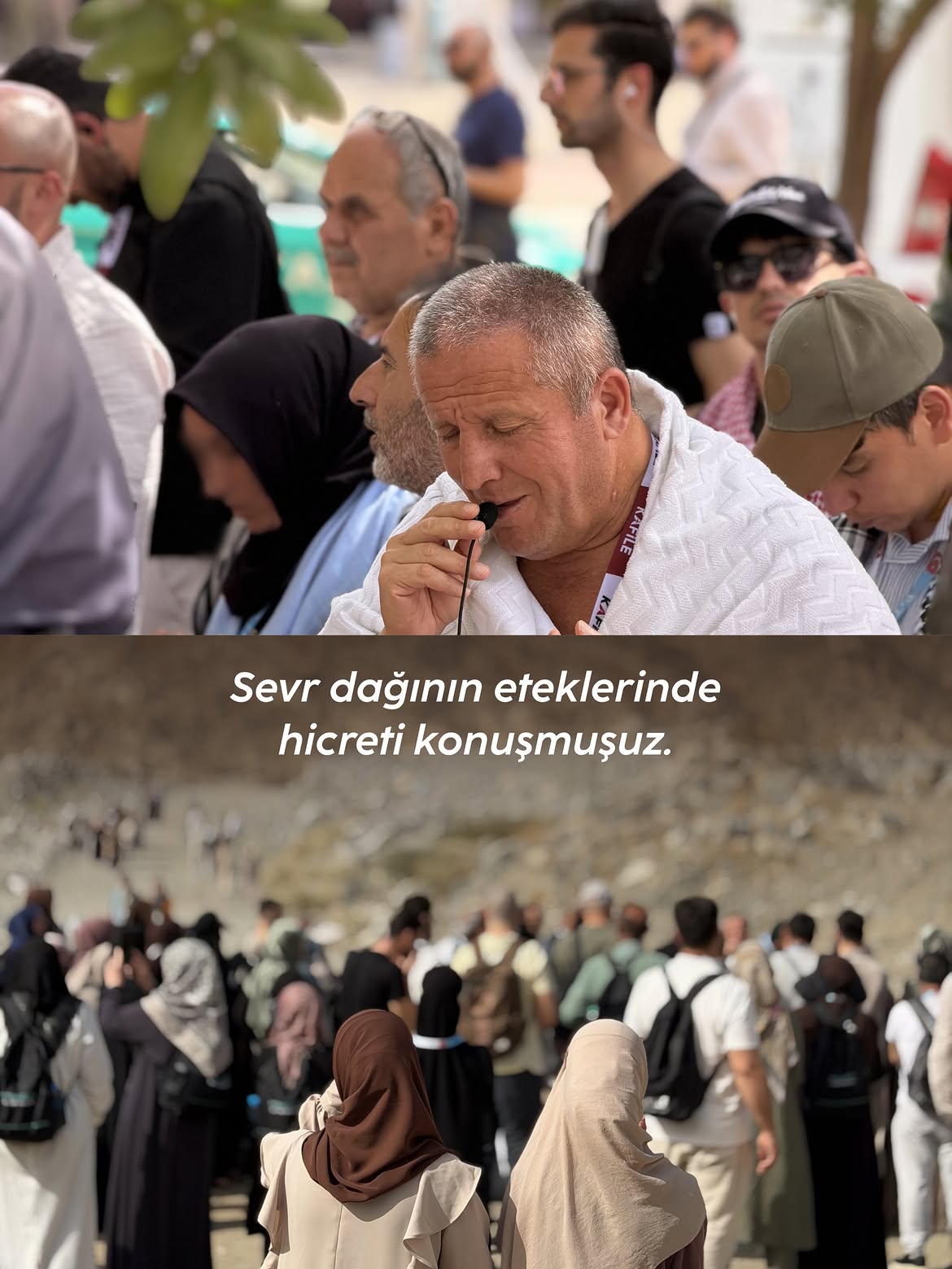 Kafile Turizm umre grubu Sevr Dağı eteklerinde hicret anlatımını dinliyor
